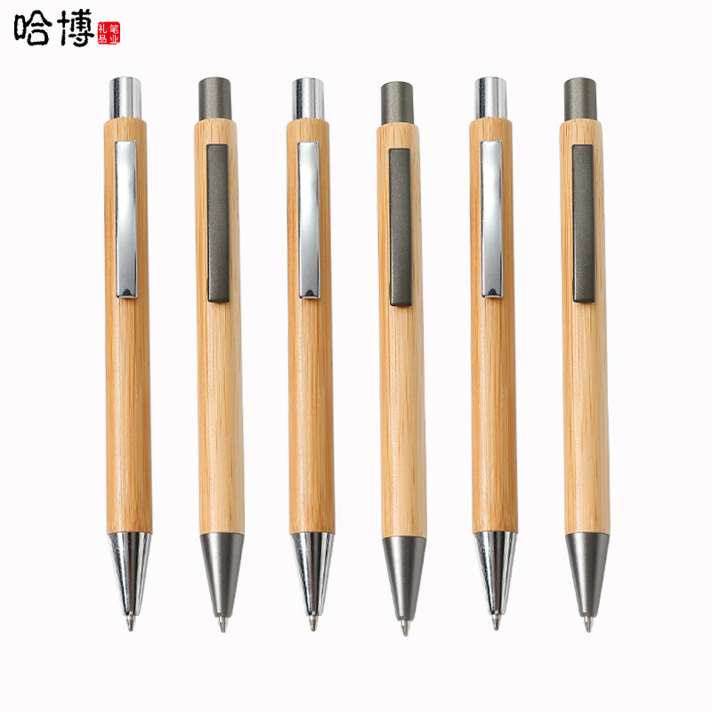 竹子笔按压竹木笔可订logo环保广告圆珠笔 现货批发竹子中油笔