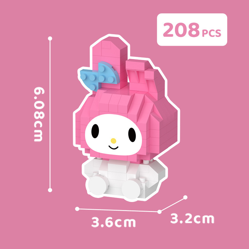 Micro-Particle Assembled Children's Educational Compatible Lego Toys Wholesale Mini Cartoon Cinnamoroll Babycinnamoroll Building Blocks Girls' Toys