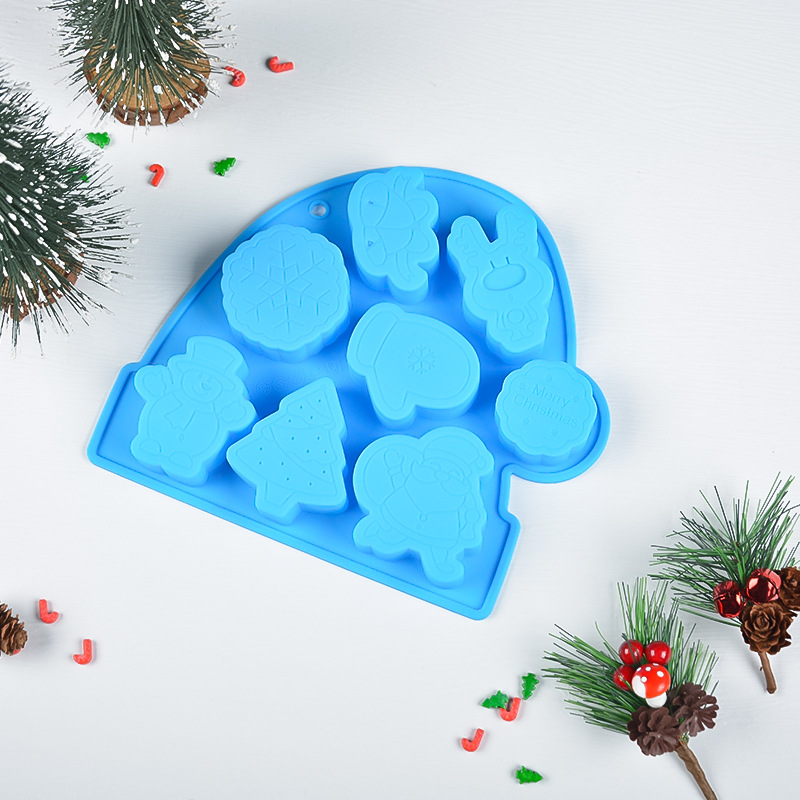 Christmas Series Silicone 8-Piece Santa Claus Bowl Cake Mold Snowman Snowflake Food Supplement Mold Rice Pudding Mold