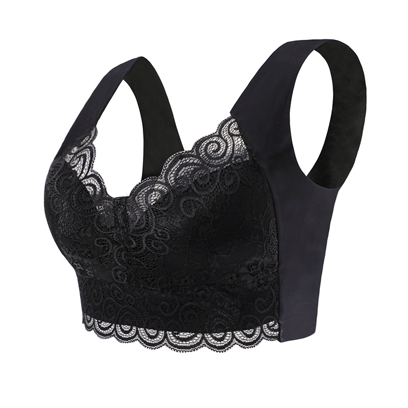 Push up Beautiful Back Underwired Bra Lace Chest Wrap Bra Underwear Fixed Integrated Cup Seamless Sleep Bra Vest