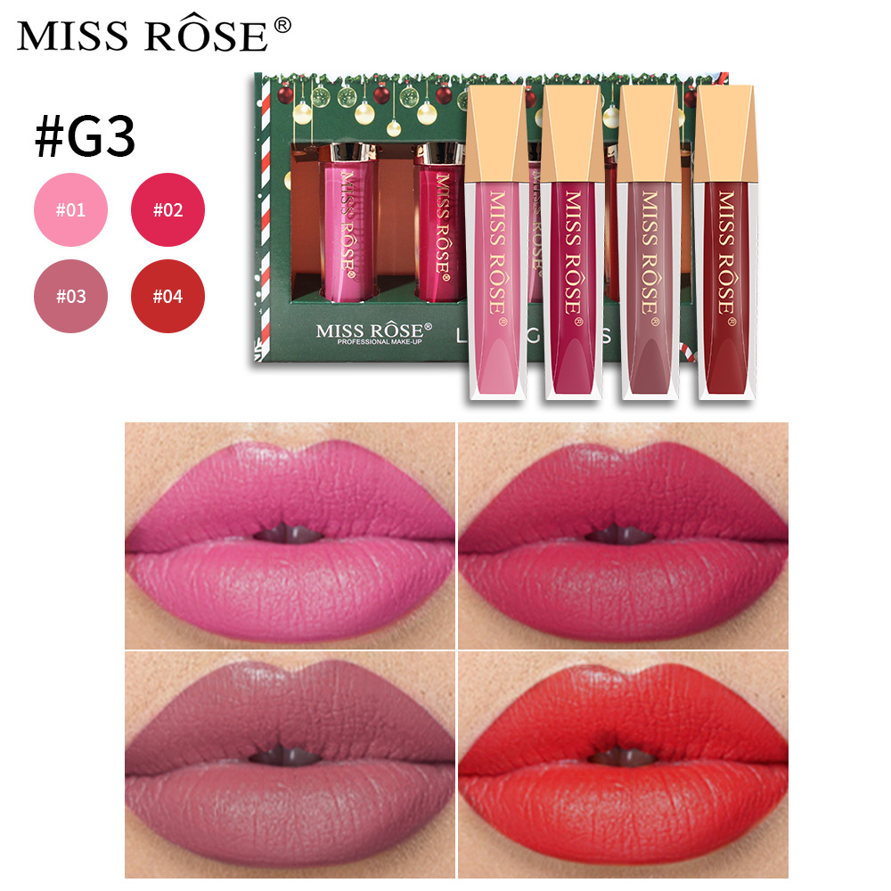 Cross-Border Christmas Makeup Velvet Lip Lacquer Sets of Boxes Matte Finish Non-Fading Longlasting Lip Gloss Lipstick Kit Wholesale