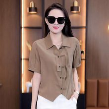 新中式女装短袖衬衫女士2024夏装新款时尚气质小个子盘扣上衣小衫
