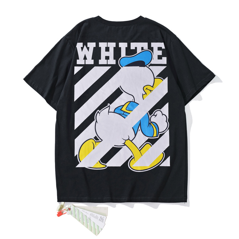 夏季潮牌offwhite宽松短袖唐老鸭联名运动休闲男女情侣装圆领上衣