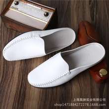 Men's slippers summer white shoes half support casual shoes