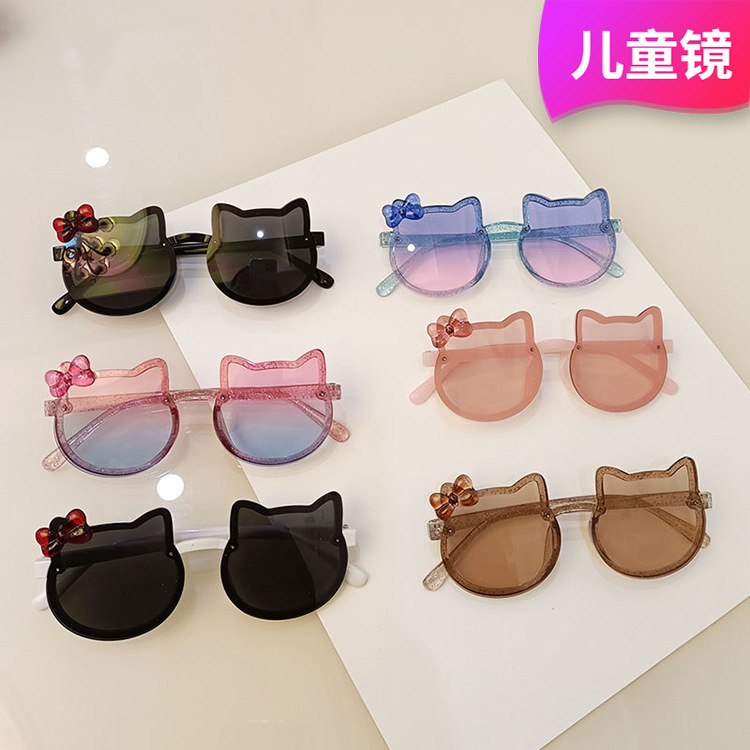 Cute Cat Kids Sunglasses 2023 New Sunglasses Fashion Boy Girl Baby Bow Sun Glasses