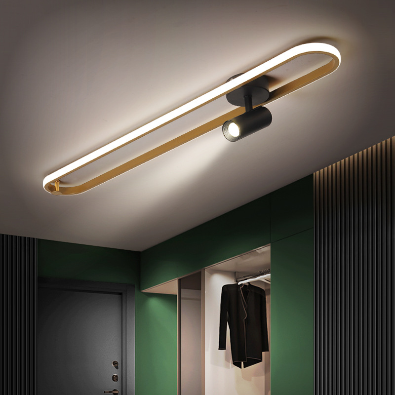 椭圆长条玄关走廊过道吸顶灯带射灯简约现代个性时尚衣帽间吸顶灯