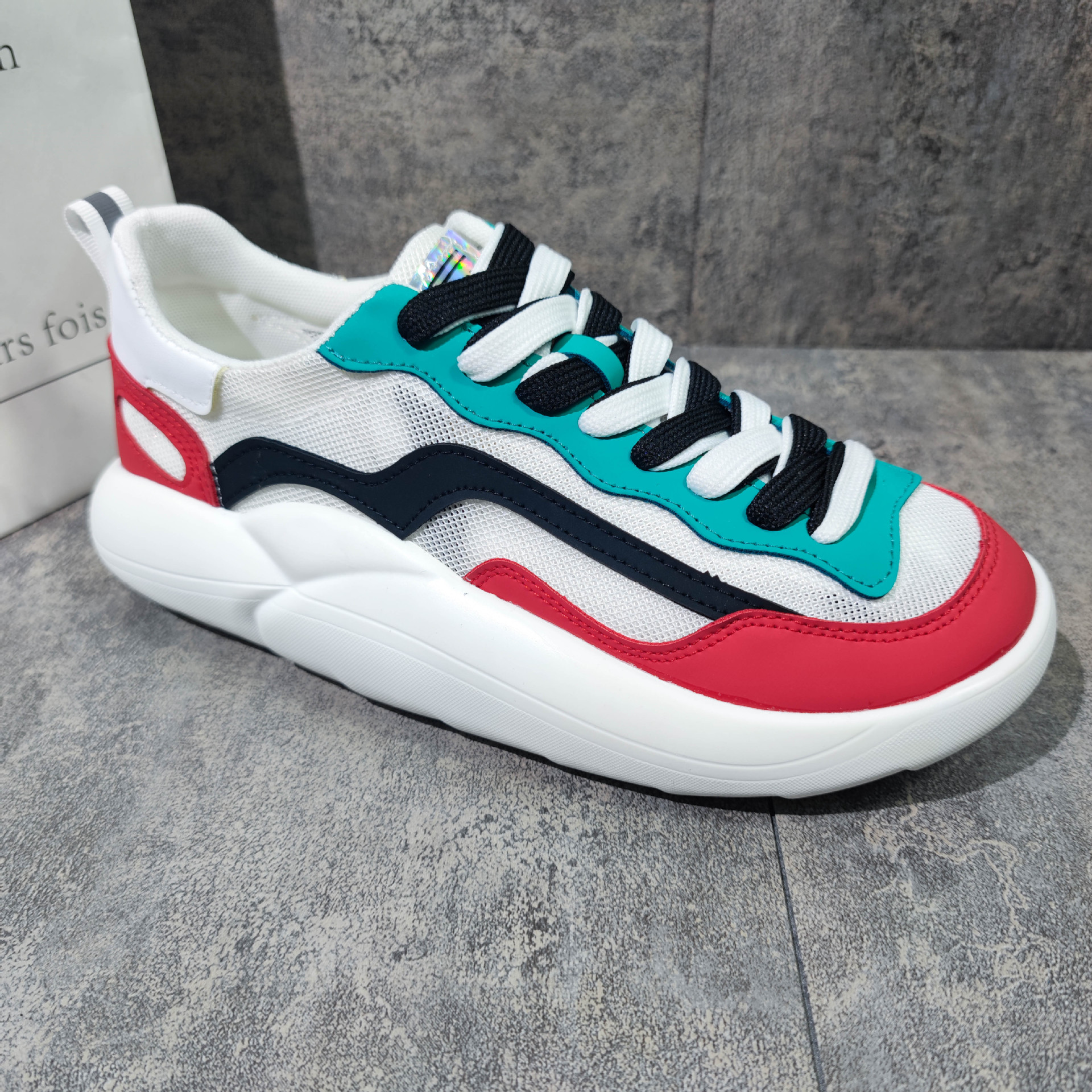 鞋子2021夏季男士透气休闲网红同款厚底运动鞋男潮流潮男小丑鞋