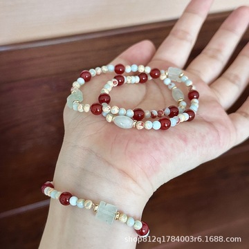 新款红玛瑙寿山石新中式复古小众手串清冷中国风简约百搭手链女