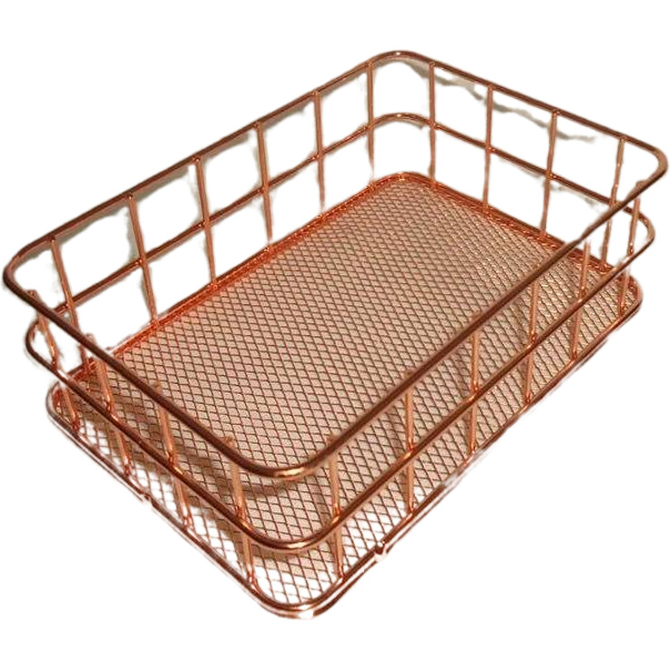 Nordic Wrought Iron Storage Basket Office Shelf Living Room Desktop Snacks Sundries Cosmetics Storage Basket