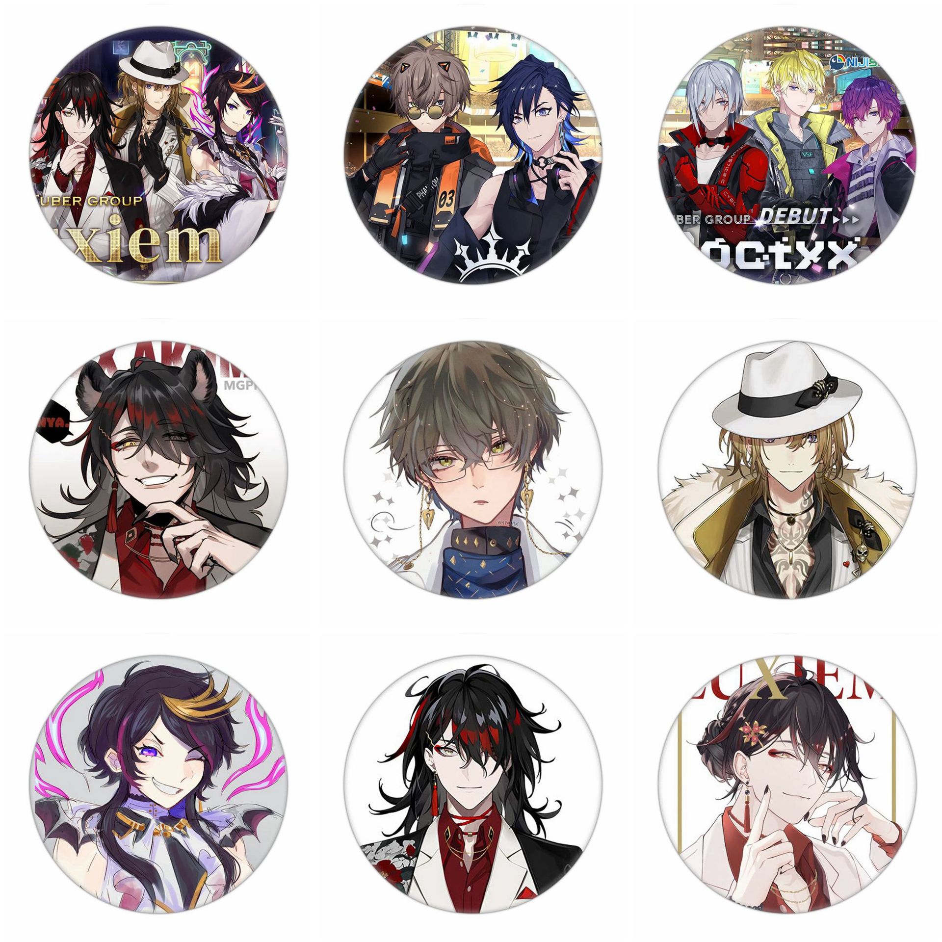 外贸货源 luxiem周边彩虹社吧唧同人徽章 马口铁胸章 彩39-76