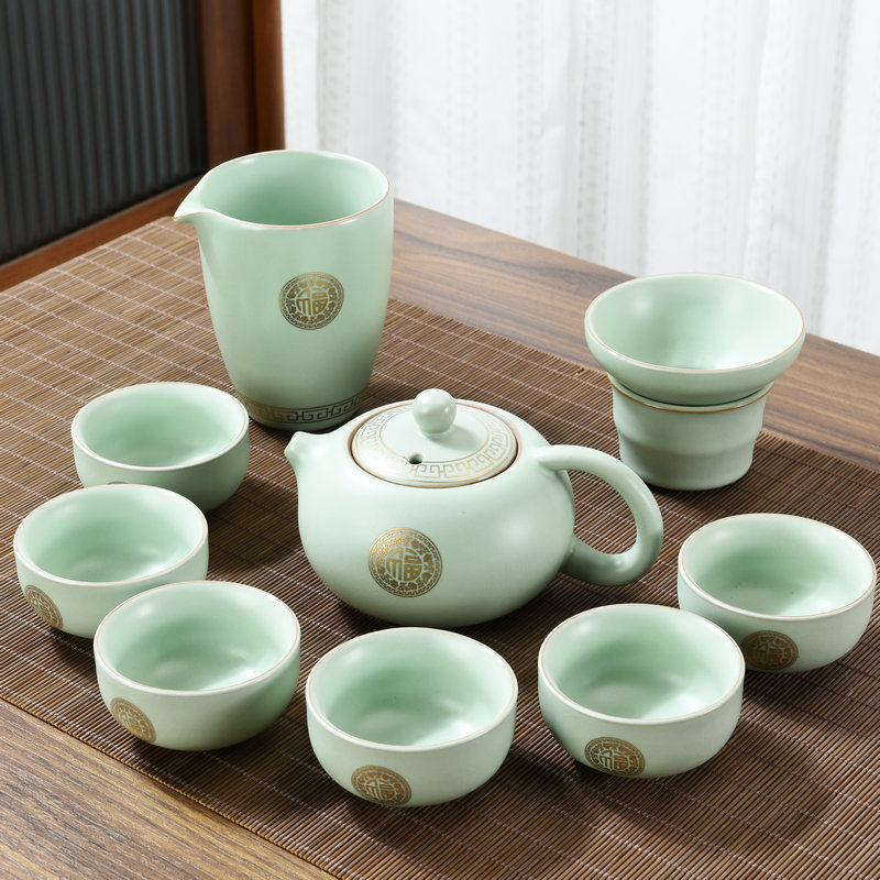 高档汝窑茶具套装家用开片办公会客中式功夫茶杯高档泡茶壶神器