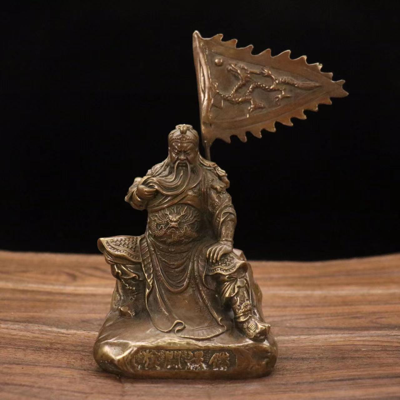 黄铜关公小关公铜像纪念像摆件书房办公室书桌桌面工艺品收藏品