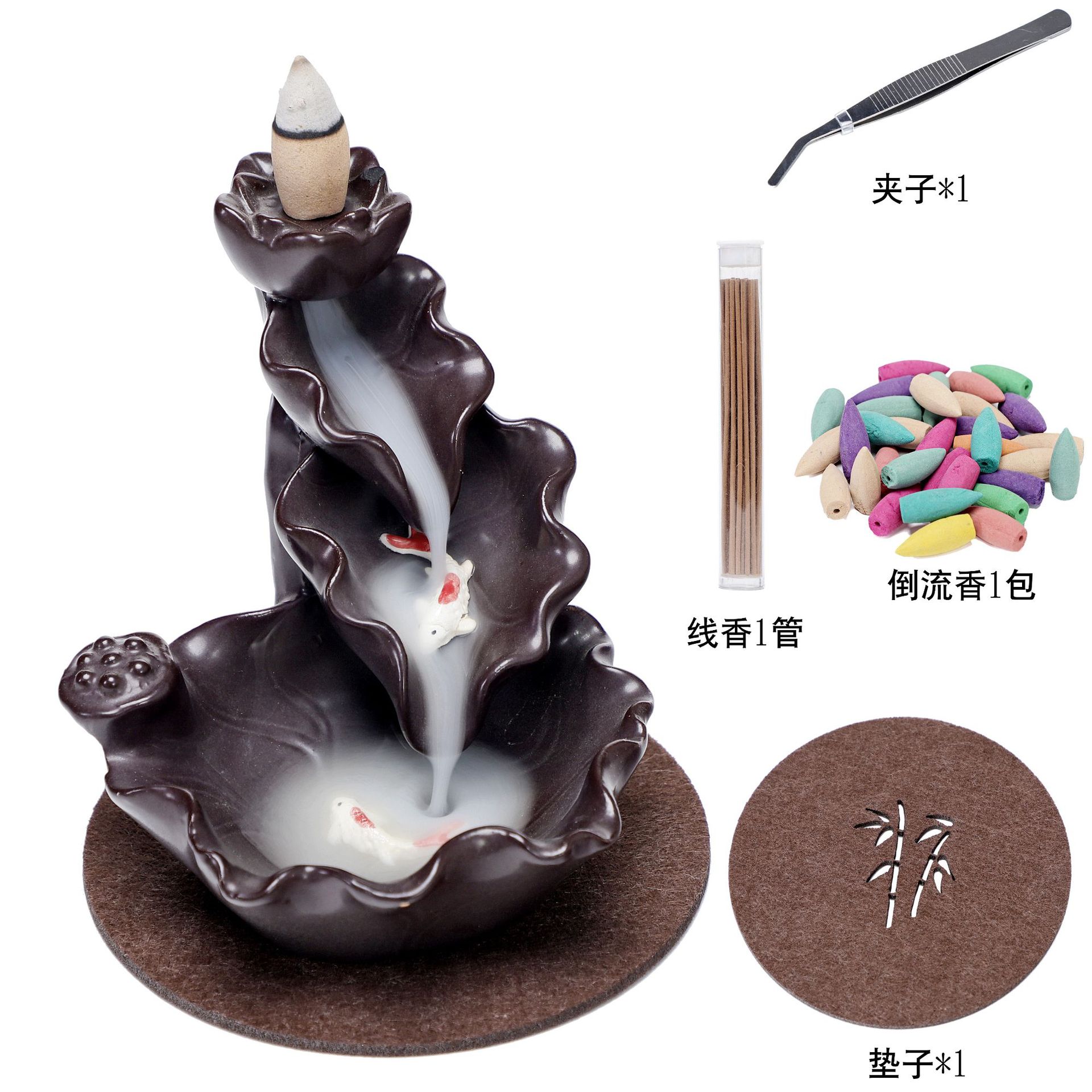 跨境仿古倒流香炉创意家用室内熏香炉禅意荷塘月色回流香炉-阿里巴巴
