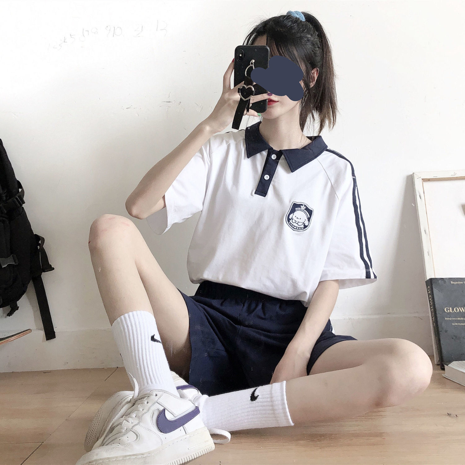 中大童女童夏装季2023年新款女孩学院风校服短裤运动两件套装洋气