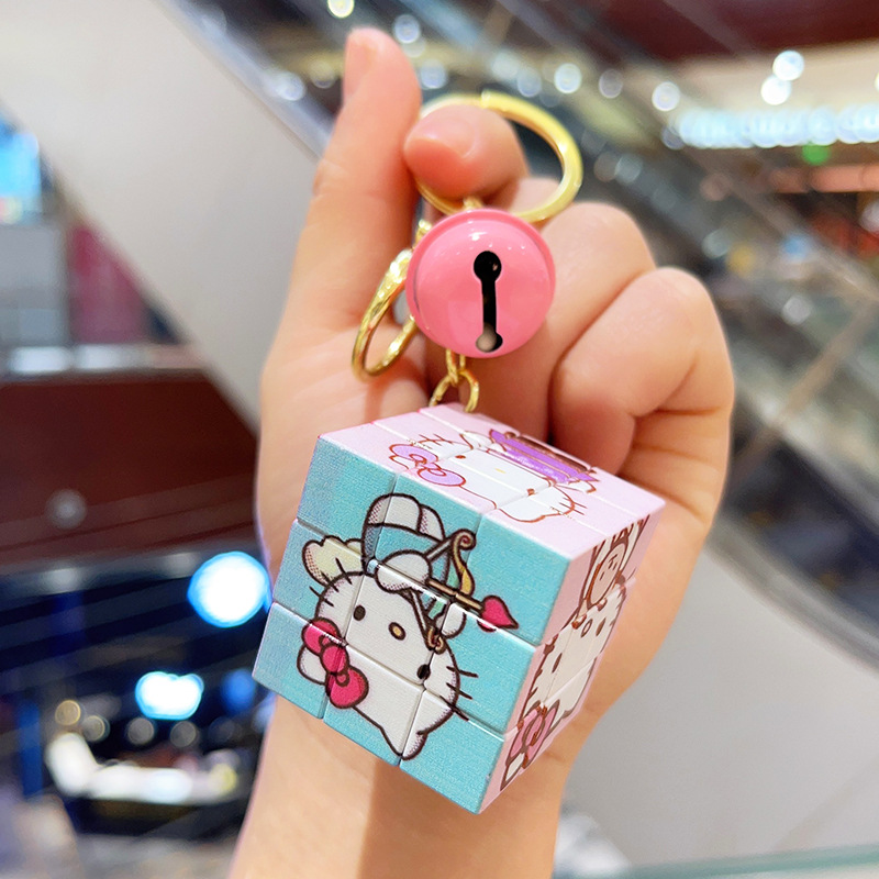 Cartoon Cute Clow M Pokonyan Strawberry Bear Rubik's Cube Pendant Toy Mini Third-Order Rubik's Cube Keychain Wholesale