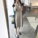 名媛气质无袖打底连衣裙2025夏季韩版撞色宽松显瘦背心中长款裙