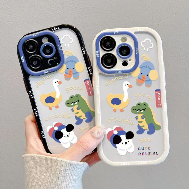 英文卡通动物苹果iphone14手机壳13promax防摔12/11全包xr/8p情侣