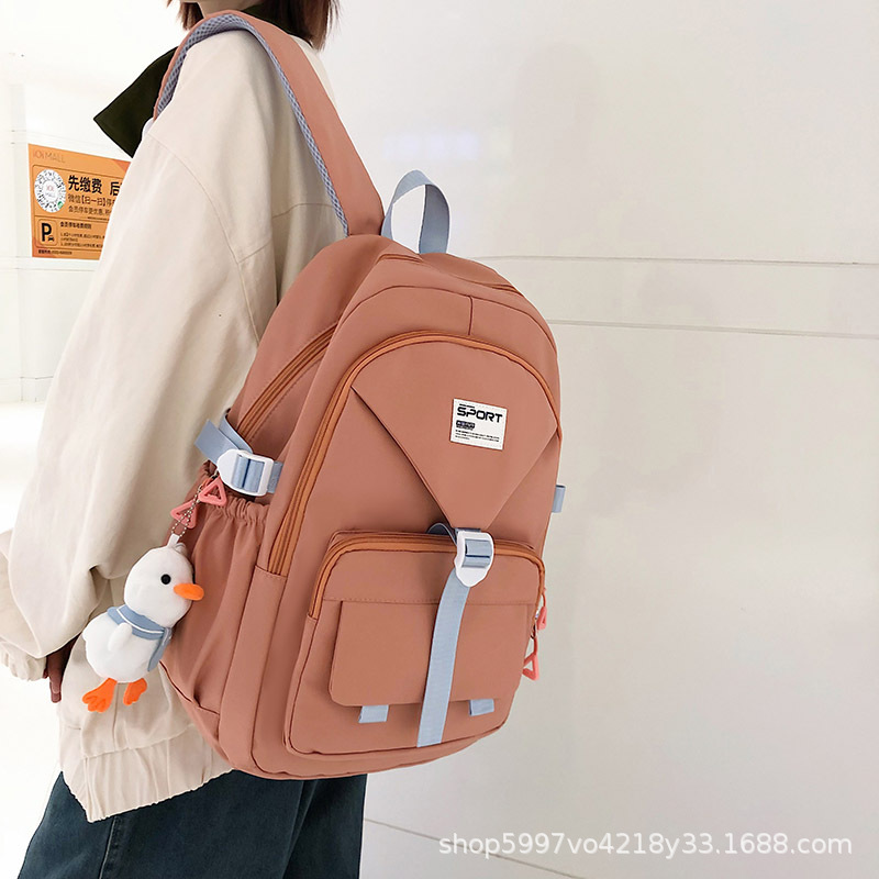 2023 New Fresh Girls Backpack Wholesale Large Capacity Casual Trend Backpack Korean Style Middle School Student Schoolbag