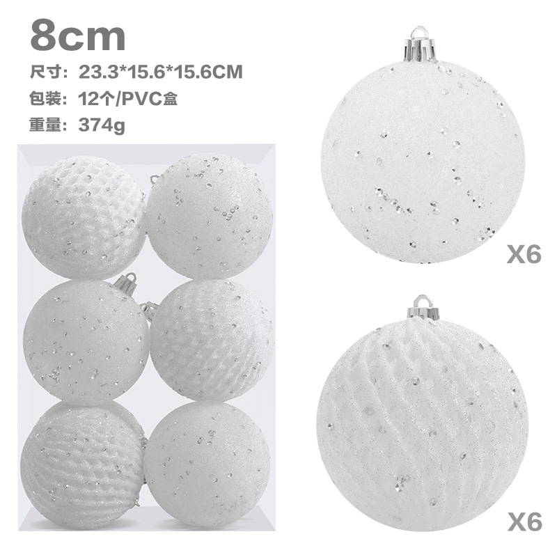 Cross-Border New Christmas Decorations 8cm/12 Sequins Painted Christmas Ball Set Christmas Tree Pendant