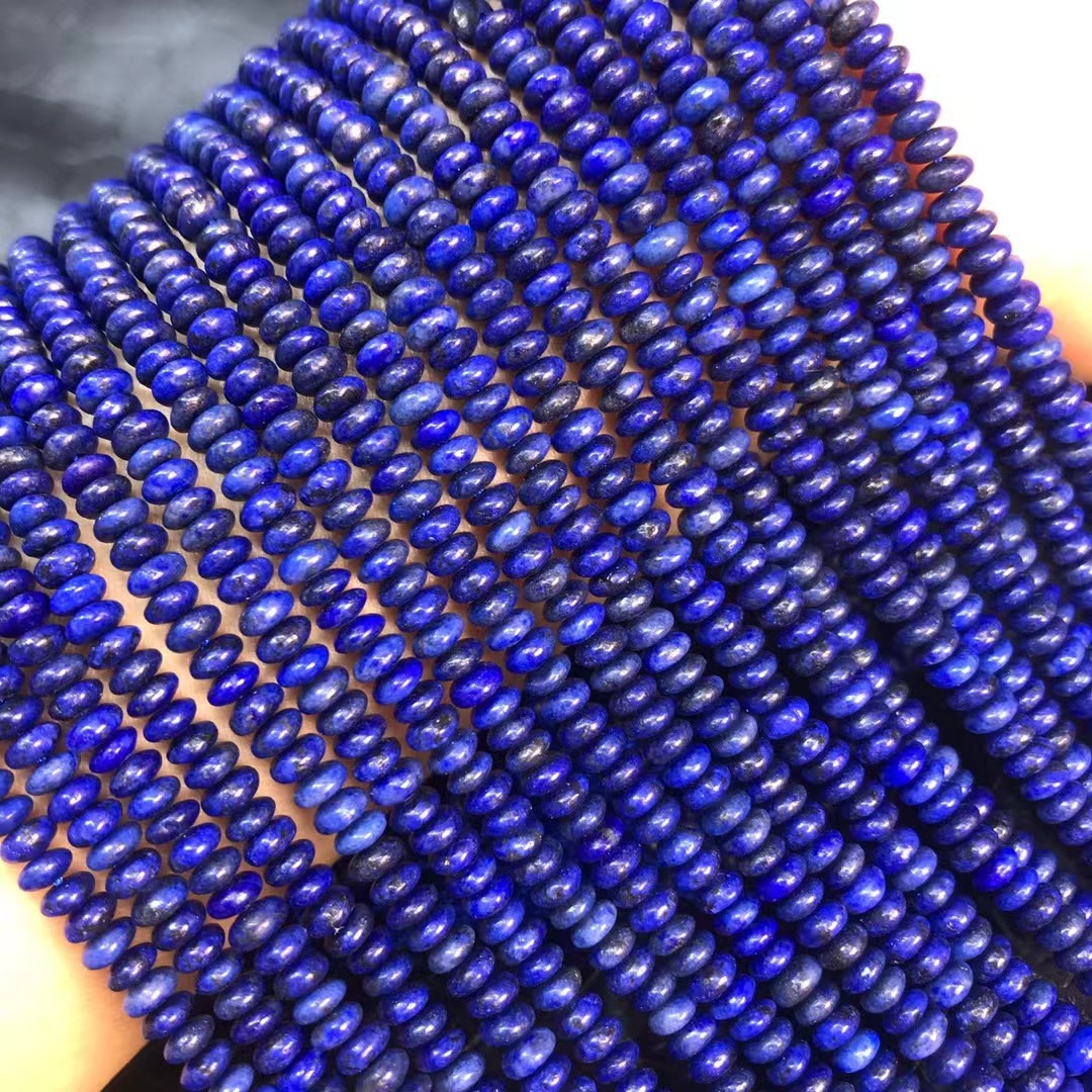 天然水晶 青金石 光面盘珠扁珠 半成品散珠 配珠隔片手链饰品珠