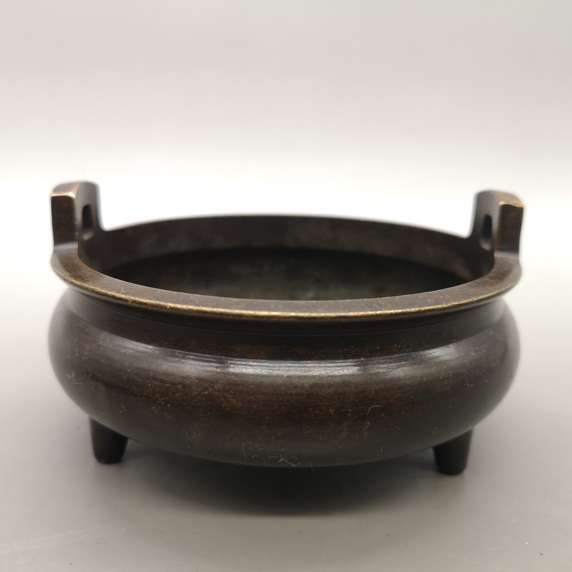 铜香炉紫铜家用室内供佛烧香炉祭祀熏香大明宣德炉三足冲耳炉摆件