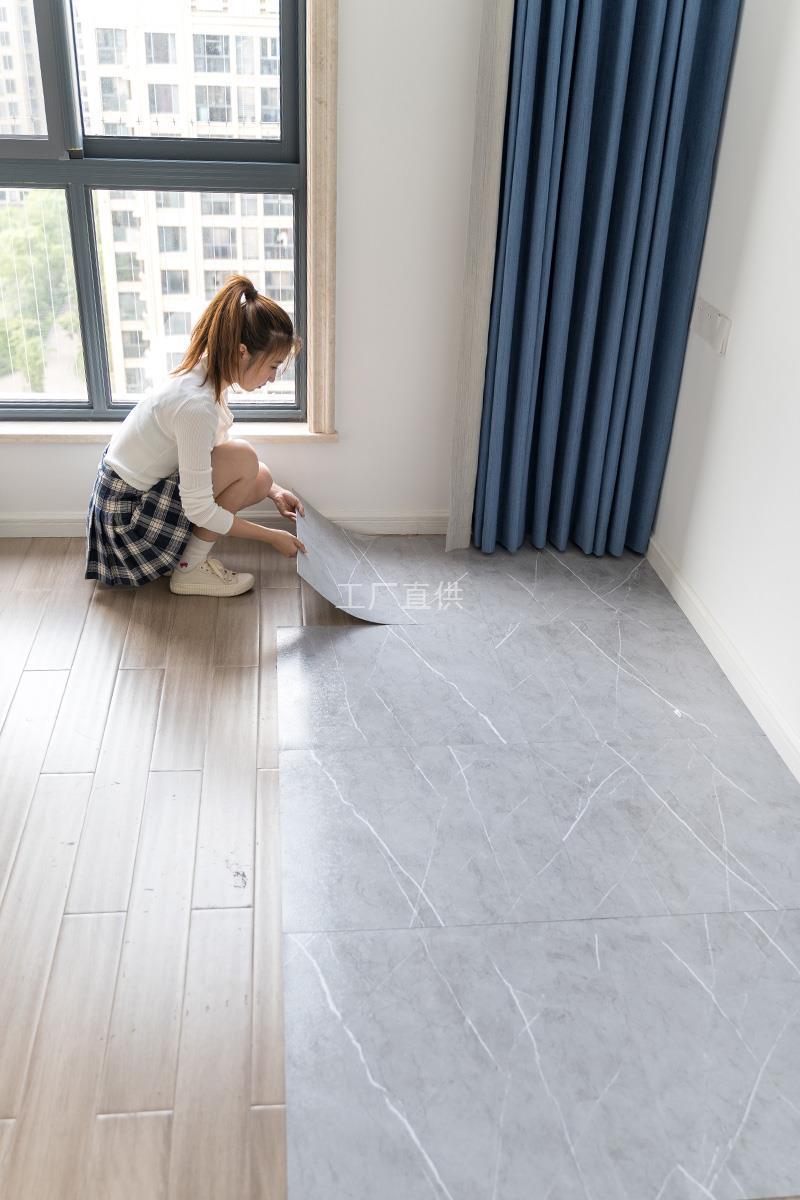 厨房地板砖贴纸耐磨自粘地板革瓷砖地砖贴大理石地面防水地贴防滑