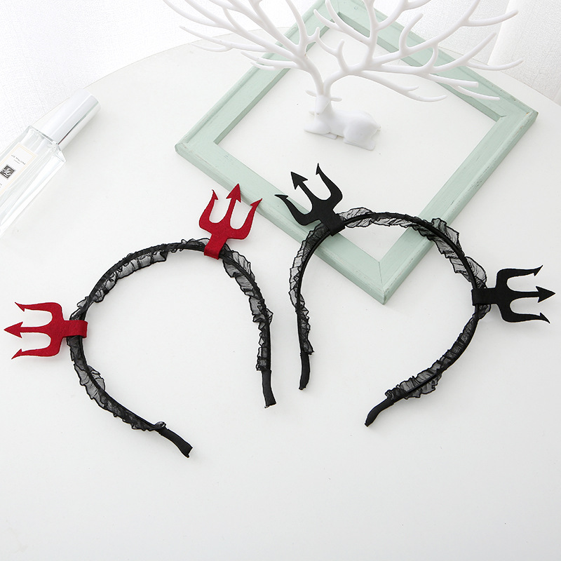 亚马逊热款万圣节恶魔叉头箍节目表演cosplay恶魔系列简约头饰