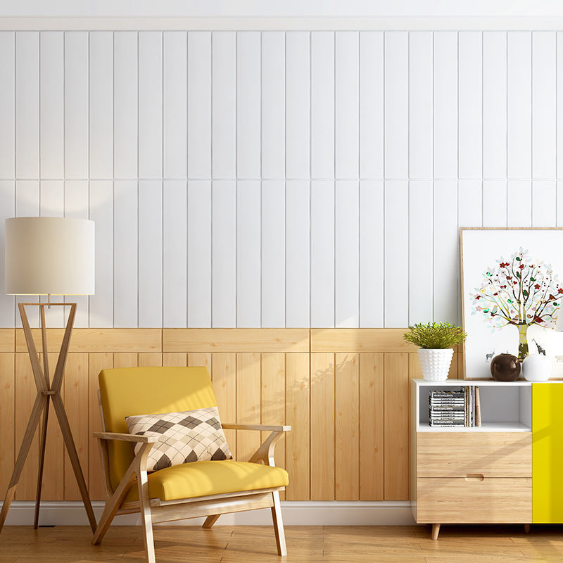 仿瓷砖墙贴木纹立体3墙贴自粘墙纸客厅电视背景墙防水防撞墙裙