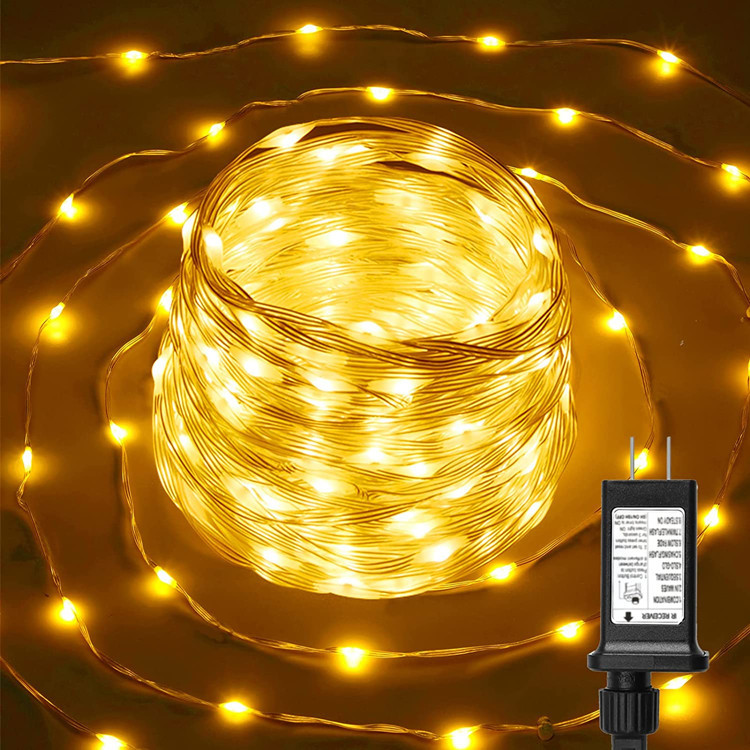 新款胶皮线串联灯串 pvc防水户外串灯50米圣诞节日彩灯铜丝米灯串