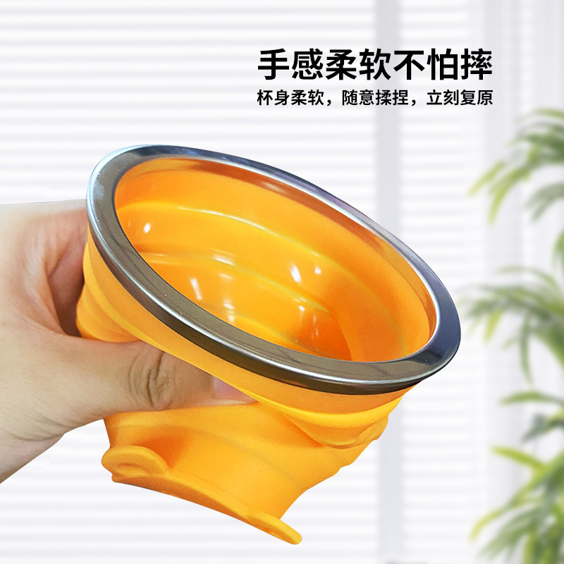 180ml Bear Bottom Folding Silica Gel Cup Carry-on Cup Portable with Cover Portable Edible Silicon Cup High Temperature Resistant