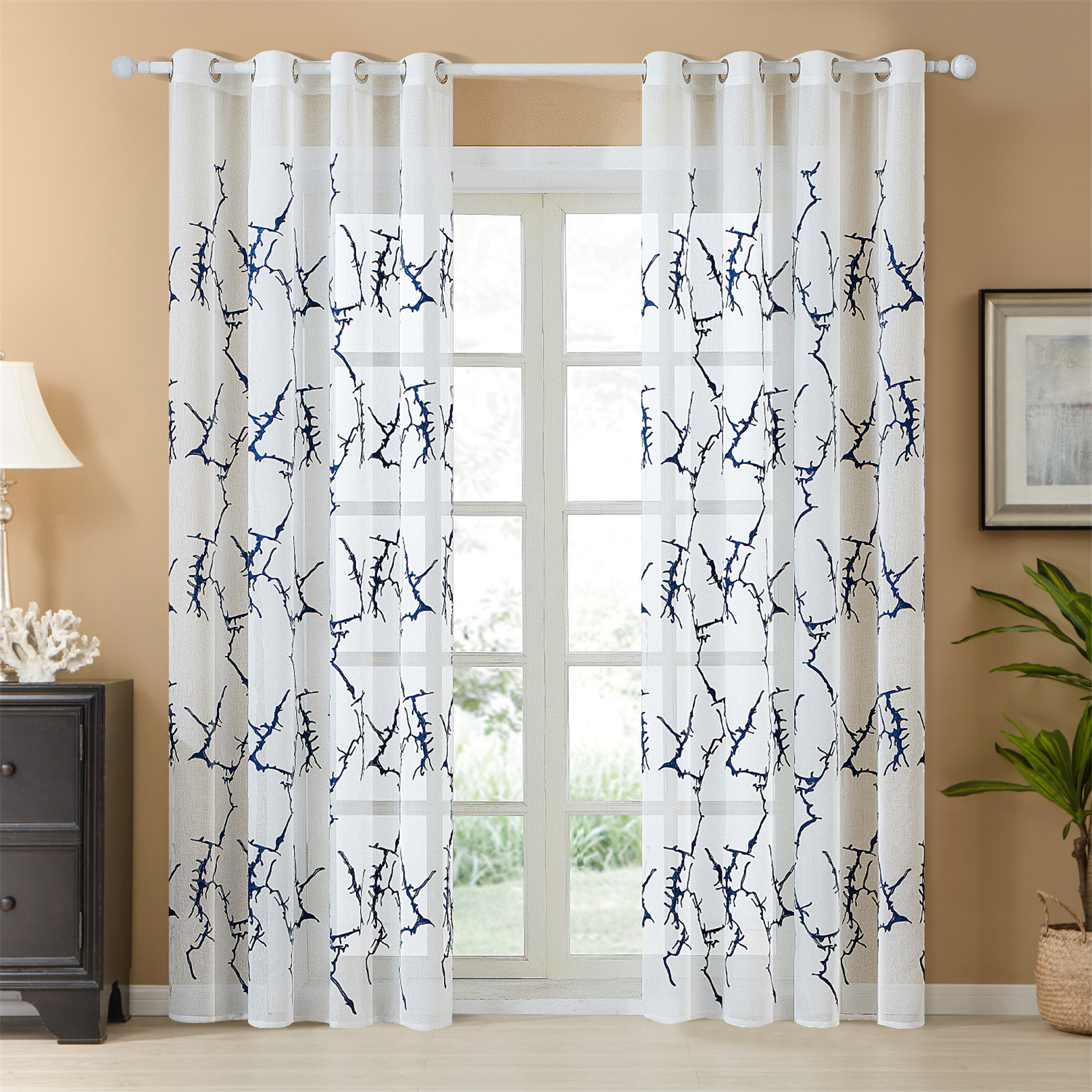 跨境欧美户外防水窗帘布 北欧仿砖块印花防水浴室浴帘窗帘成品