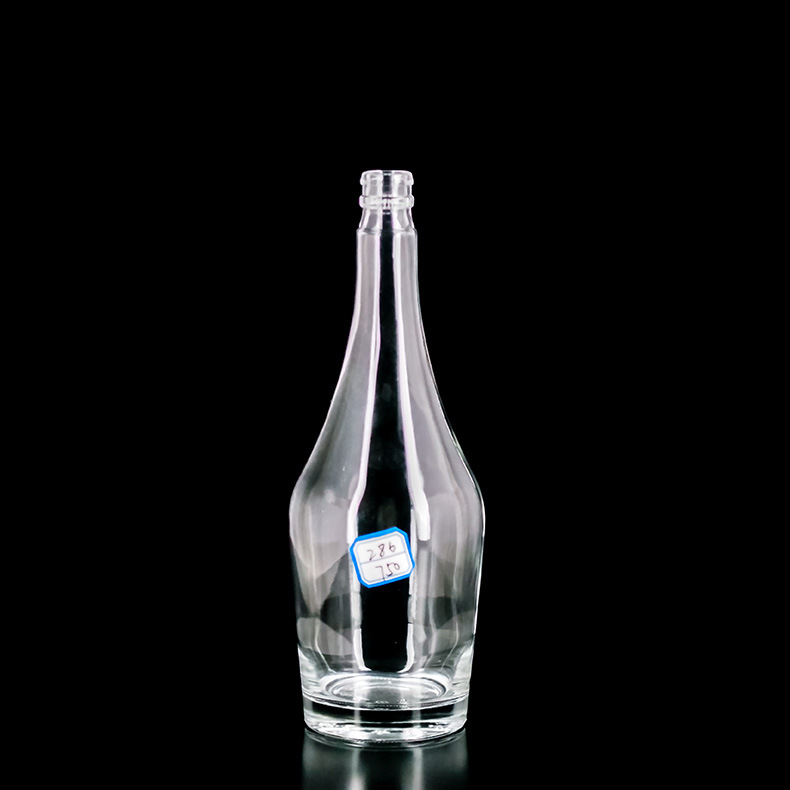 厂家供应750ml透明玻璃瓶 生产批发大肚白兰地洋酒瓶精质白酒瓶