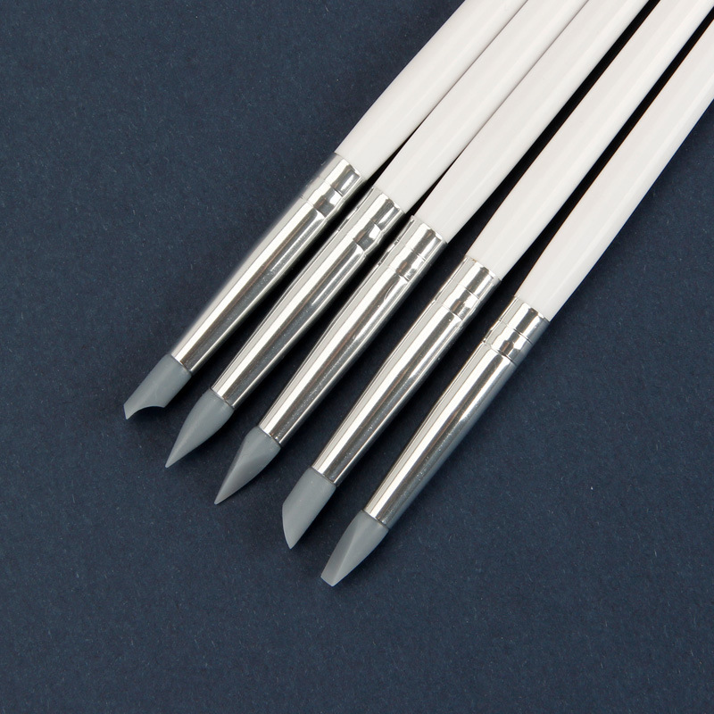 美甲笔5支套装 陶艺去痕画笔 美甲彩绘拉线笔软硅胶修补笔光疗笔