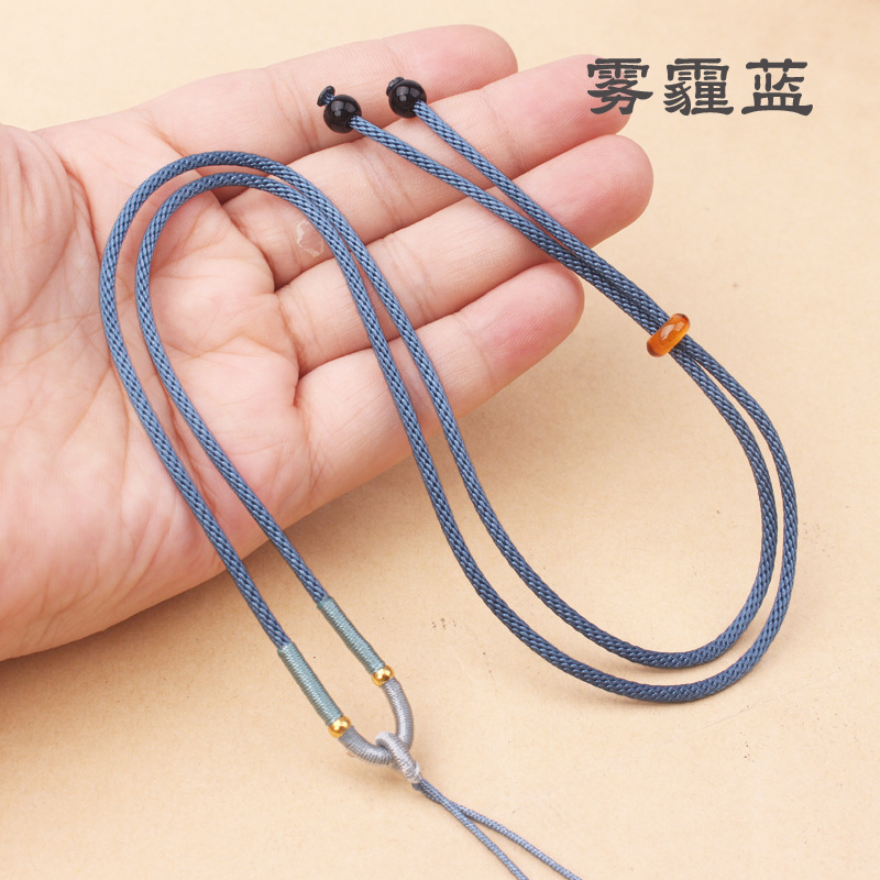 伸缩吊坠挂绳男女黑红项链绳编织玉佩平安扣抽拉挂坠挂脖子绳批发