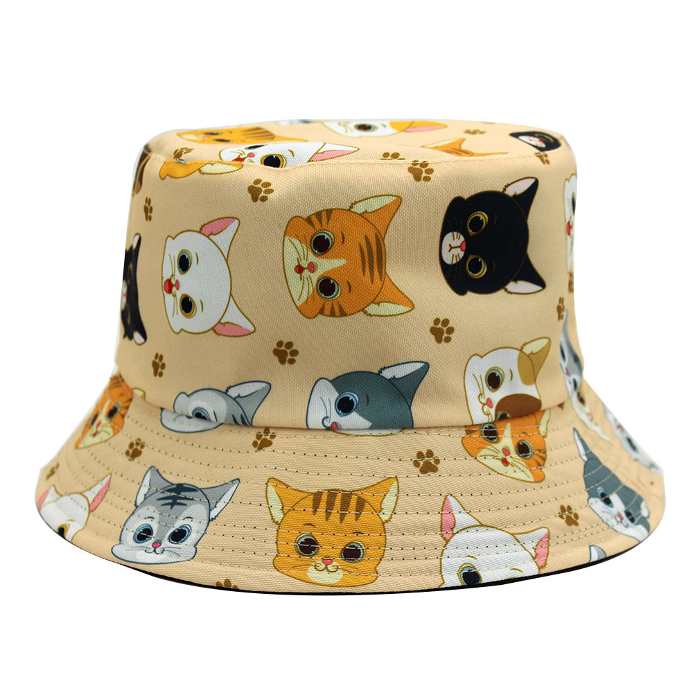 Bucket Hat Men's and Women's New Cartoon Animal Printing Big Brim Hat Korean Style Personalized Outdoor Sun Protection Sun-Proof Basin Hat Tide