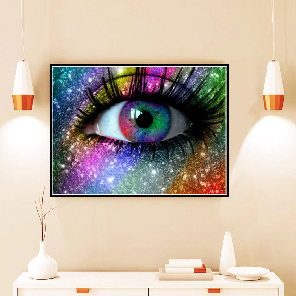 diy满钻钻石绣客厅装饰画人物彩色眼睛5d钻石画跨境厂家批发