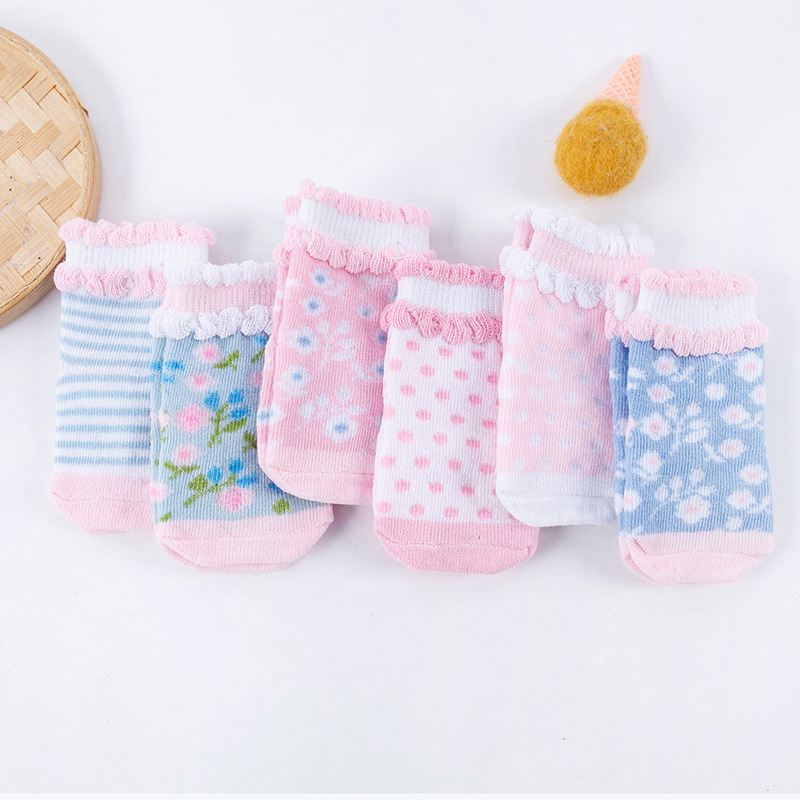 Cross-Border Foreign Trade Children's Socks Customized Style Sweet Cartoon Cute Princess Baby Girl Babies' Socks Children's Socks a Set of Six Pairs