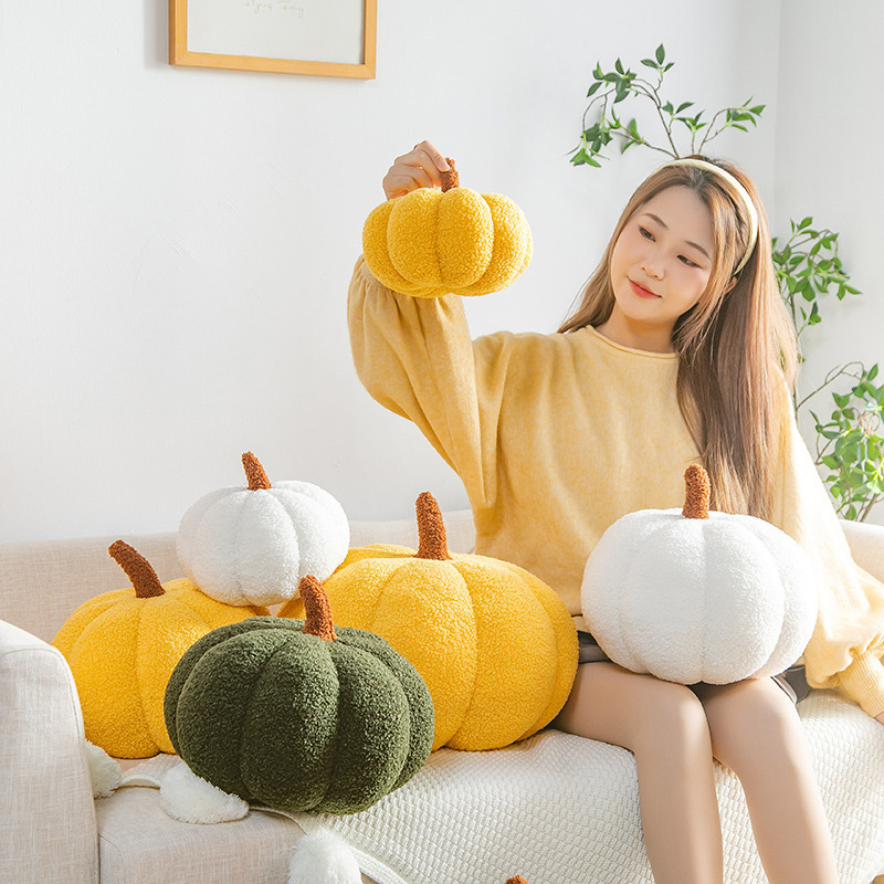 Trending Creative Cute Pumpkin Pillow Plush Toy Super Soft Cushion Sofa Living Room Bay Window Pillow Light Luxury Nordic