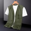 spring and autumn Middle and old age Vest V-neck Multiple pockets waistcoat Net vest dad outdoors Go fishing Photography Vest