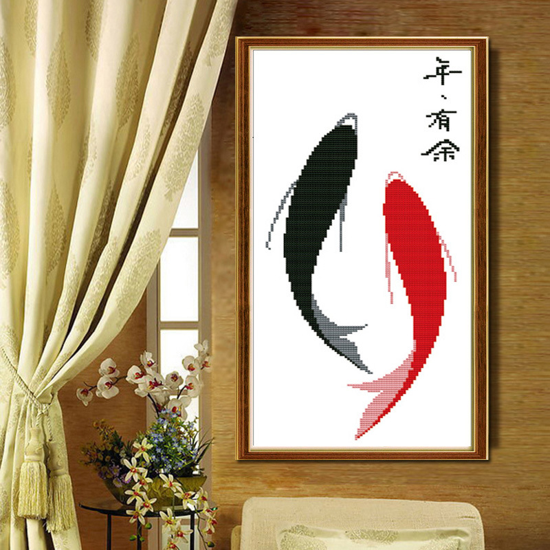十字绣年年有余新款客厅线绣小件自己绣手工新手小幅鱼福图