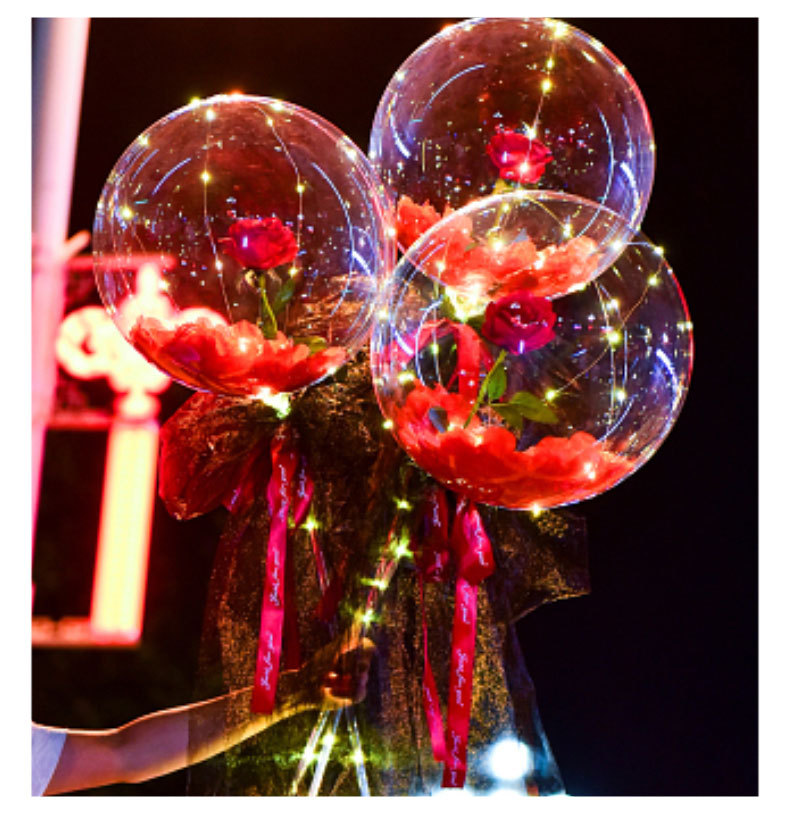 网红玫瑰花波波球七夕情人节520告白气球地摊夜市发光卡通波波球