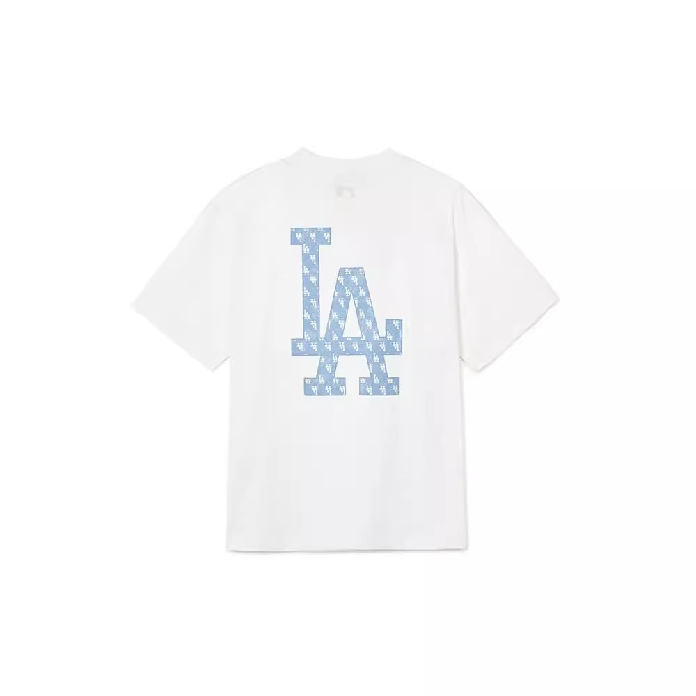 2024韩国潮牌m*b男女情侣款后背大log老花满印刺绣短袖圆领t恤y