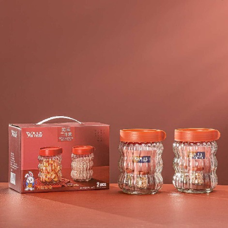 storage jar hongyun two-piece glass storage jar household dried fruit storage box activity welfare gift wholesale