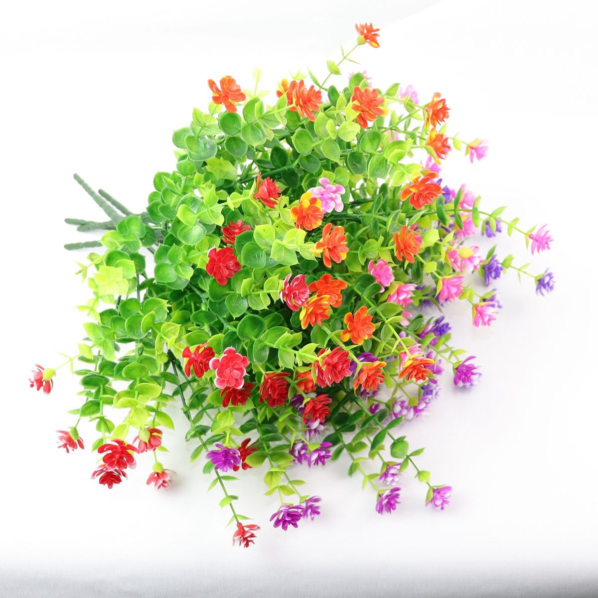 Cross-Border Simulation Plastic Camellia Rose Spring Grass Eucalyptus Starry Sky Forsythia Green Plant Kindergarten Fake Flower Handle Bundle