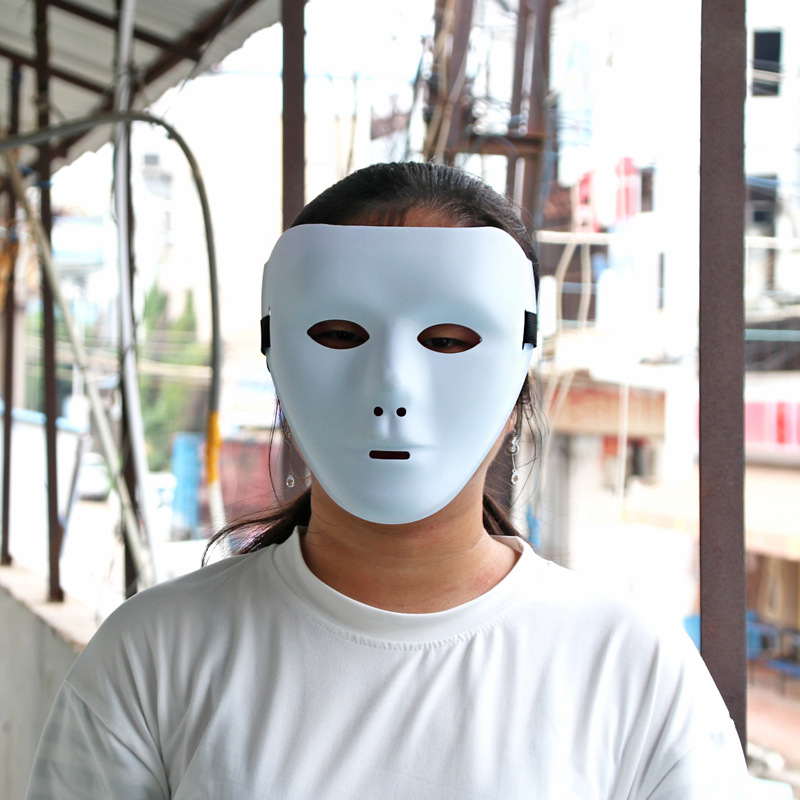 纯白色街舞pvc面具鬼步面具节装扮男女白色可手绘面具万圣节日