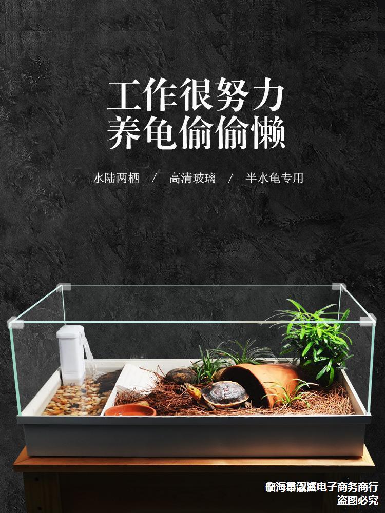 酷爬黄缘饲养龟箱玻璃专用水陆缸安缘半水龟生态造景植物养殖箱