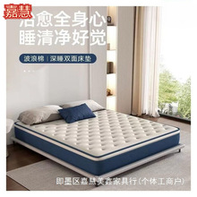 蓝色网红盒子床垫卷包真空压缩床垫椰棕乳胶软硬两用软席梦思床垫