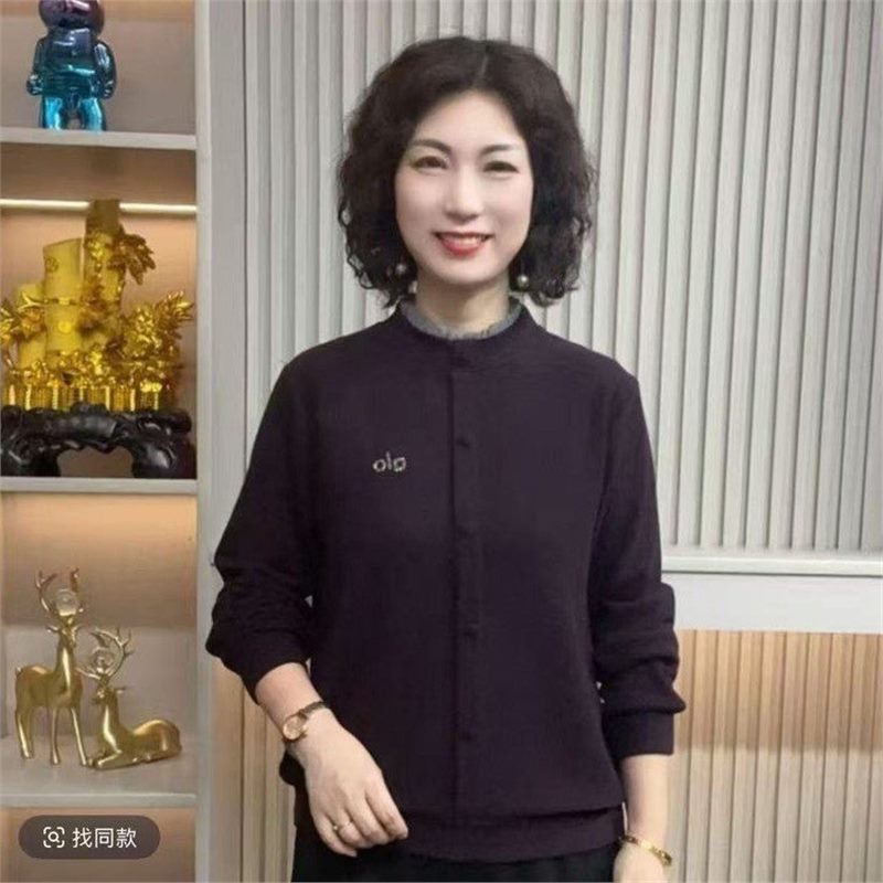 一件代发直播爆款2025秋冬新款时尚洋气拼接花边领双面绒保暖小衫