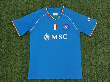 那不勒斯球衣23-24主客场粉色77号克瓦拉茨赫利亚出场足球队服