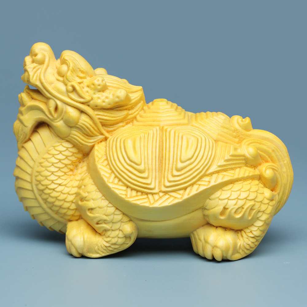 黄杨木雕刻龙龟茶宠招财手把件桌上文玩小摆件木雕工艺品节日礼品